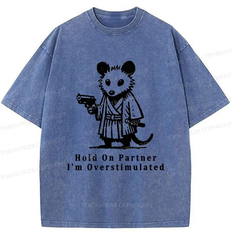 Tokyo-Tiger Funny Possum Samurai Washed T-Shirt