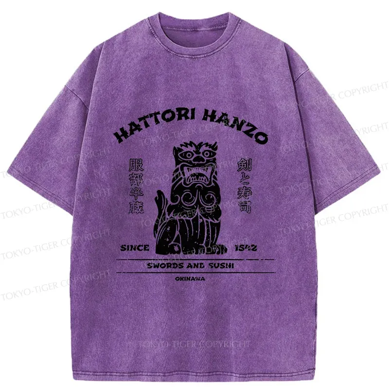 Tokyo-Tiger Hattori Hanzo Japan Sushi Washed T-Shirt
