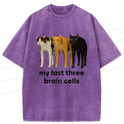 Tokyo-Tiger Brain Cells Cats Washed T-Shirt