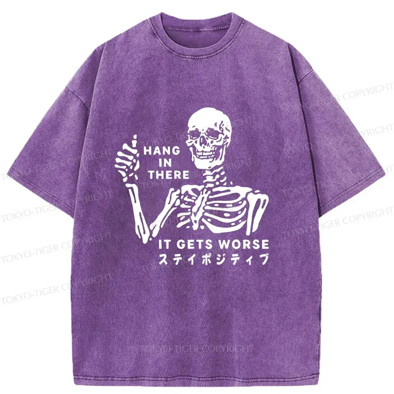 Tokyo-Tiger Taunting Skeleton Washed T-Shirt