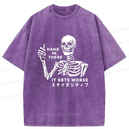 Tokyo-Tiger Taunting Skeleton Washed T-Shirt
