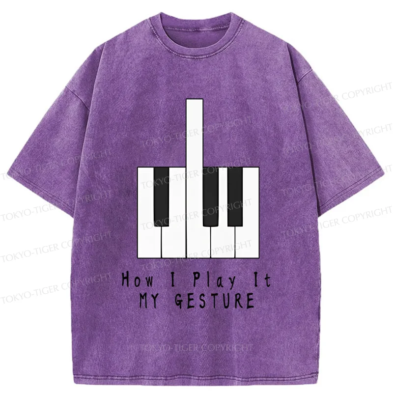 Tokyo-Tiger Piano Gesture Washed T-Shirt
