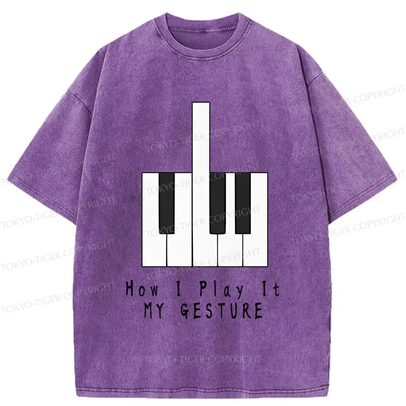 Tokyo-Tiger Piano Gesture Washed T-Shirt