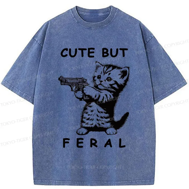 Tokyo-Tiger Ferocious Cat Washed T-Shirt