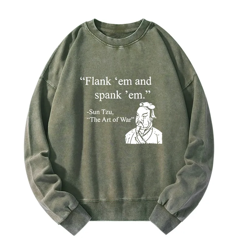 Tokyo-Tiger The Art Of War Funny Washed Sweatshirt