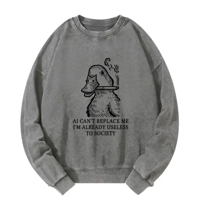 Tokyo-Tiger Smoking Duck Funny Washed Sweatshirt