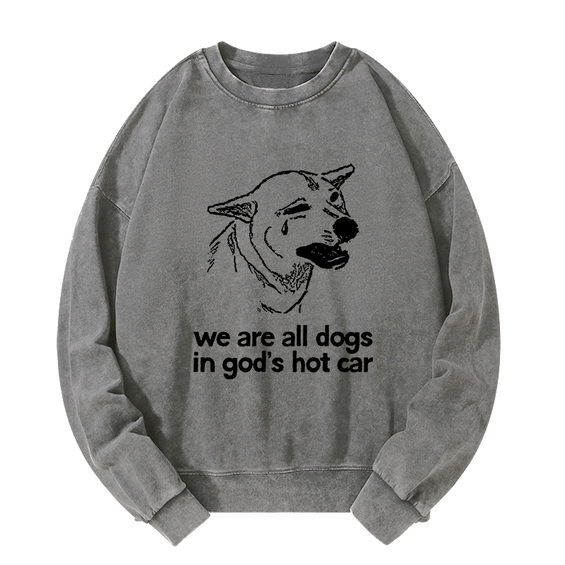 Tokyo-Tiger Sad Dog Funny Washed Sweatshirt