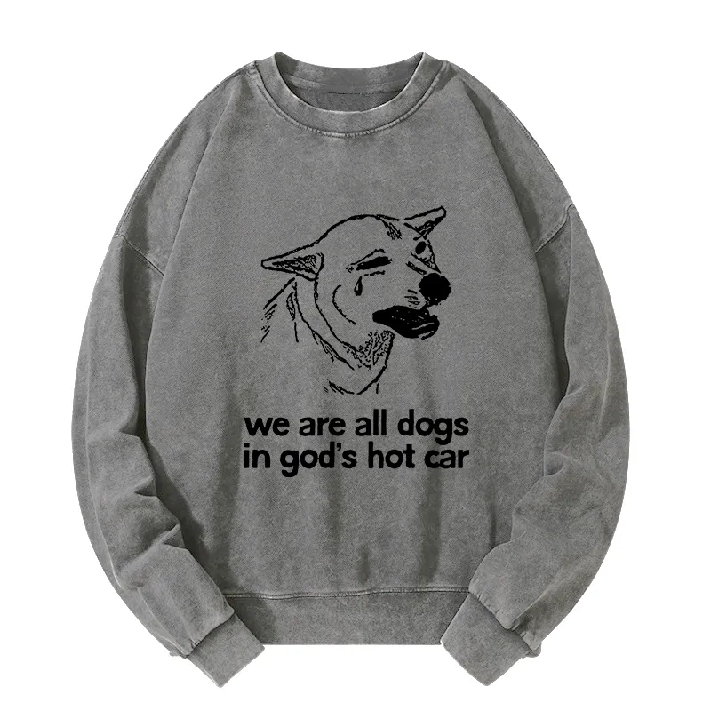 Tokyo-Tiger Sad Dog Funny Washed Sweatshirt