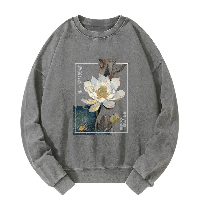 Tokyo-Tiger Blooming Lotus Japan Washed Sweatshirt