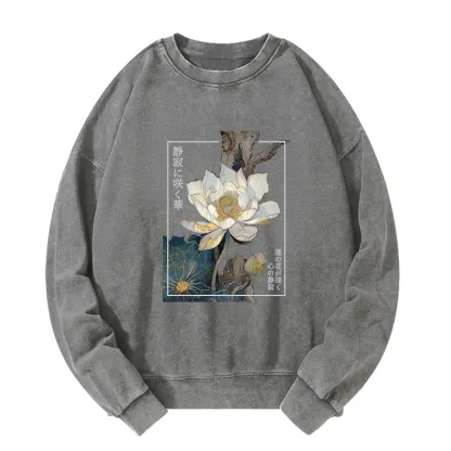 Tokyo-Tiger Blooming Lotus Japan Washed Sweatshirt