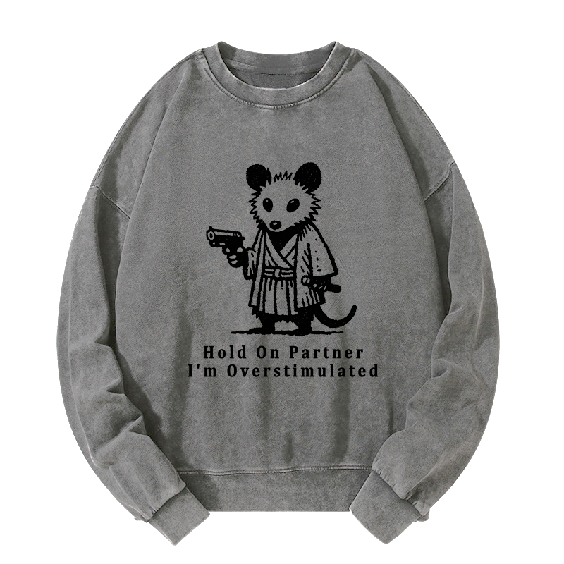 Tokyo-Tiger Funny Possum Samurai Washed Sweatshirt