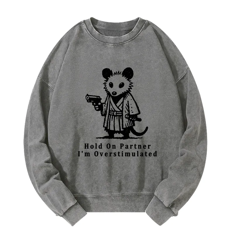 Tokyo-Tiger Funny Possum Samurai Washed Sweatshirt