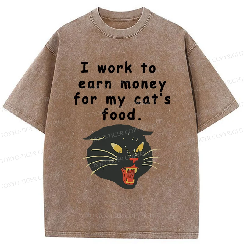Tokyo-Tiger Working Hard For My Cat Washed T-Shirt