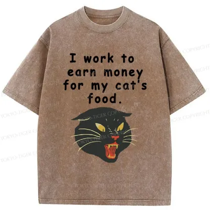 Tokyo-Tiger Working Hard For My Cat Washed T-Shirt