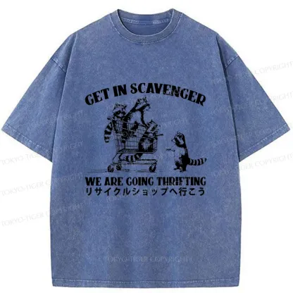 Tokyo-Tiger Raccoons Picking Up Trash Washed T-Shirt