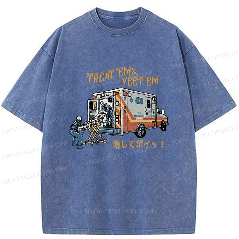 Tokyo-Tiger Ambulance Funny Washed T-Shirt