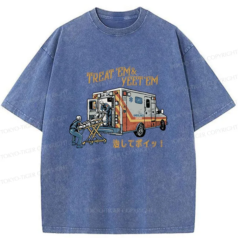 Tokyo-Tiger Ambulance Funny Washed T-Shirt