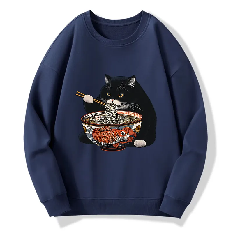 Tokyo-Tiger Fat Cat Eating Ramen Classic Sweatshirt