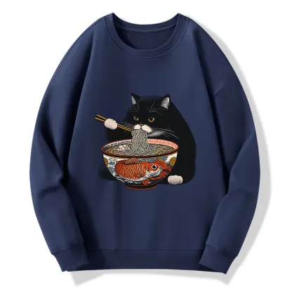 Tokyo-Tiger Fat Cat Eating Ramen Classic Sweatshirt