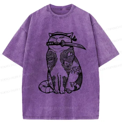 Tokyo-Tiger Tattoo Cat Washed T-Shirt