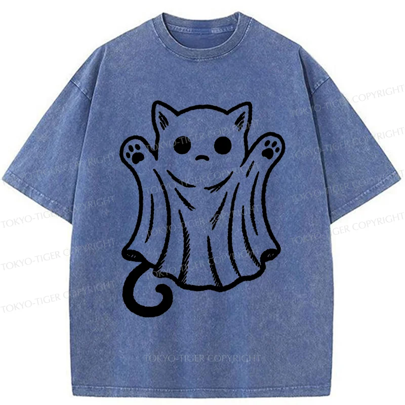 Tokyo-Tiger Cat Ghost Washed T-Shirt