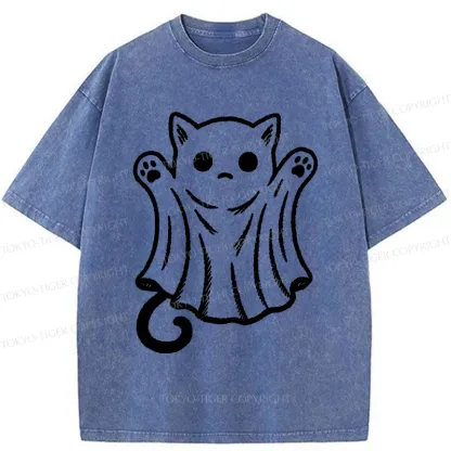 Tokyo-Tiger Cat Ghost Washed T-Shirt