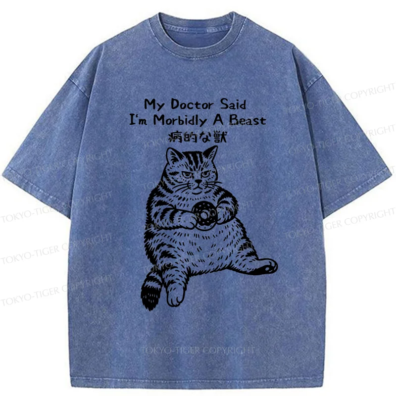 Tokyo-Tiger Lazy Fat Cat Washed T-Shirt