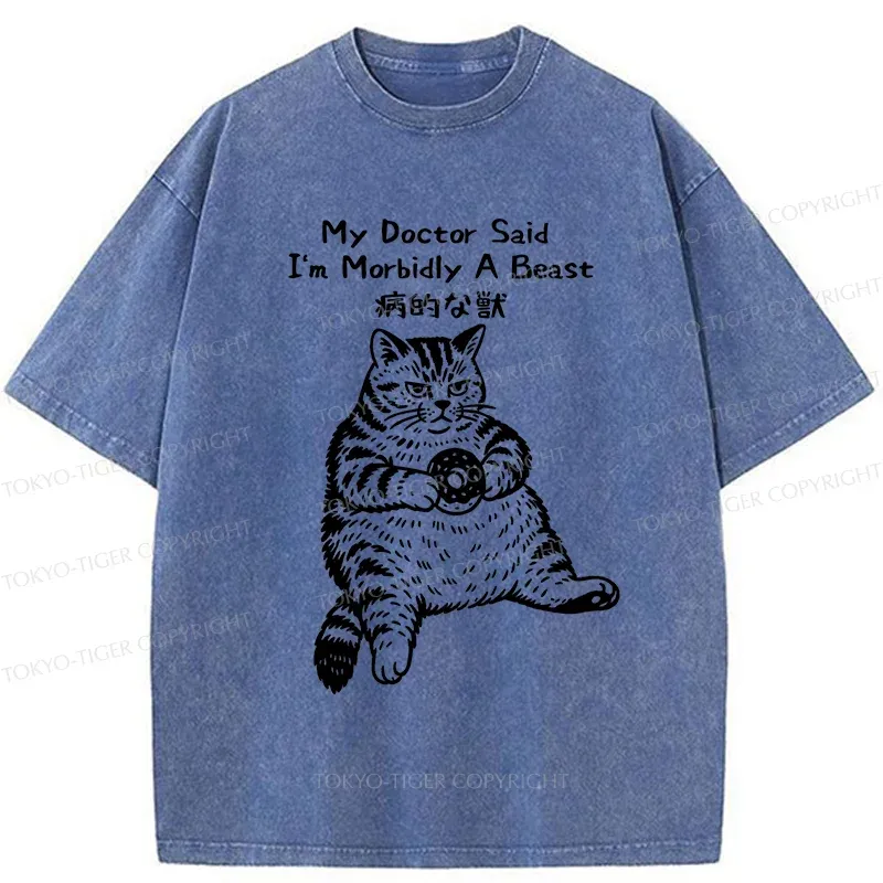 Tokyo-Tiger Lazy Fat Cat Washed T-Shirt