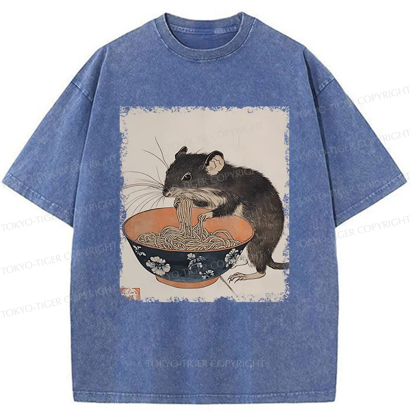 Tokyo-Tiger Mouse Steals Ramen Washed T-Shirt