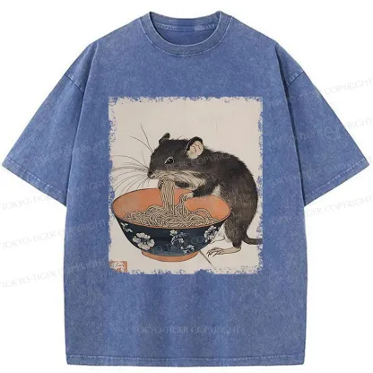 Tokyo-Tiger Mouse Steals Ramen Washed T-Shirt
