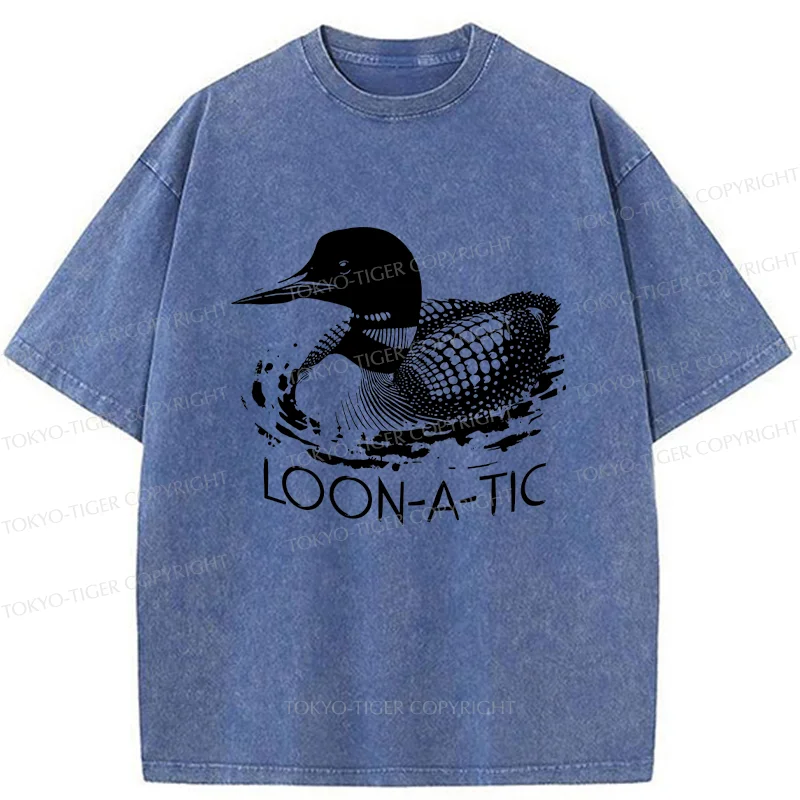 Tokyo-Tiger Loon-a-tic Funny Washed T-Shirt