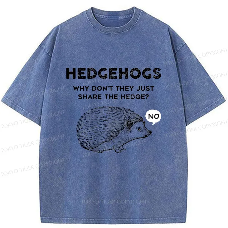 Tokyo-Tiger Funny Hedgehog Washed T-Shirt Sale