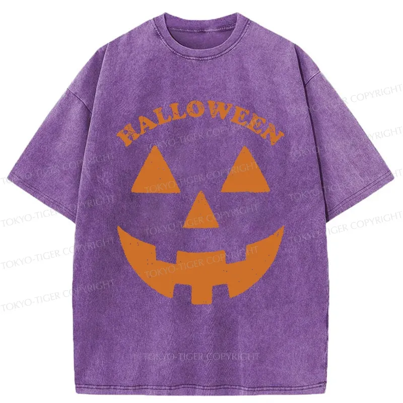 Tokyo-Tiger Fun Pumpkin Lantern Washed T-Shirt