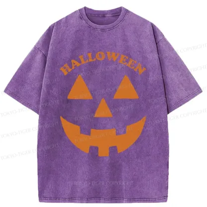 Tokyo-Tiger Fun Pumpkin Lantern Washed T-Shirt
