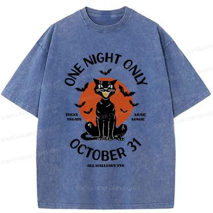 Tokyo-Tiger Halloween Black Cat Washed T-Shirt