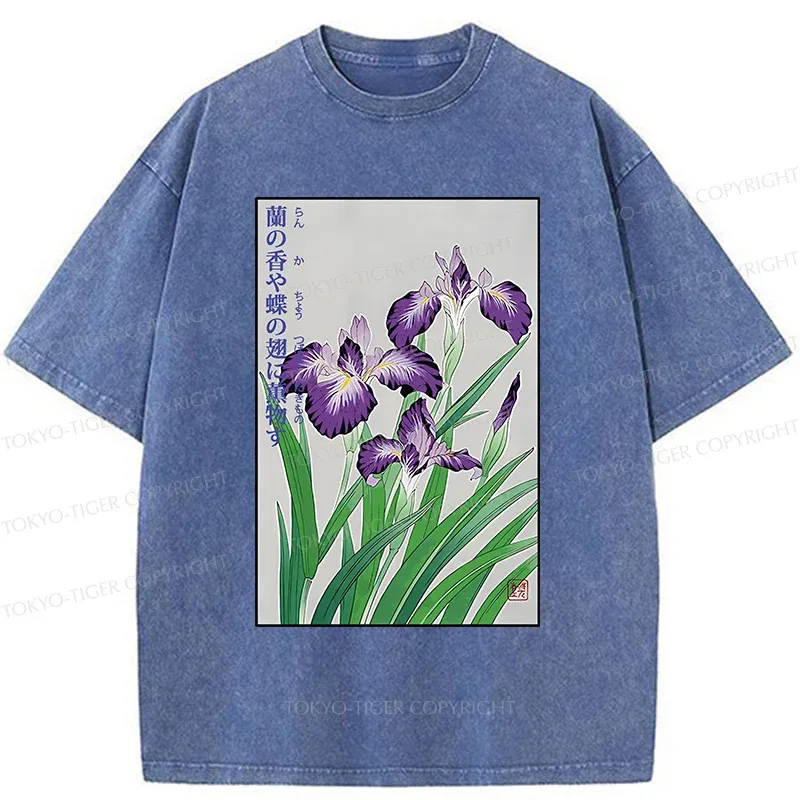 Tokyo-Tiger Japanese Iris Washed T-Shirt