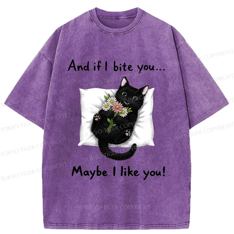 Tokyo-Tiger Cat's Expression Of Love Washed T-Shirt