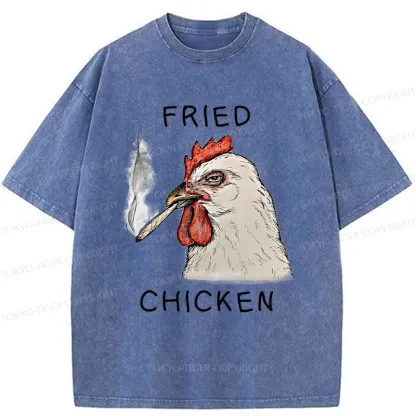 Tokyo-Tiger Fried Chicken Funny Washed T-Shirt