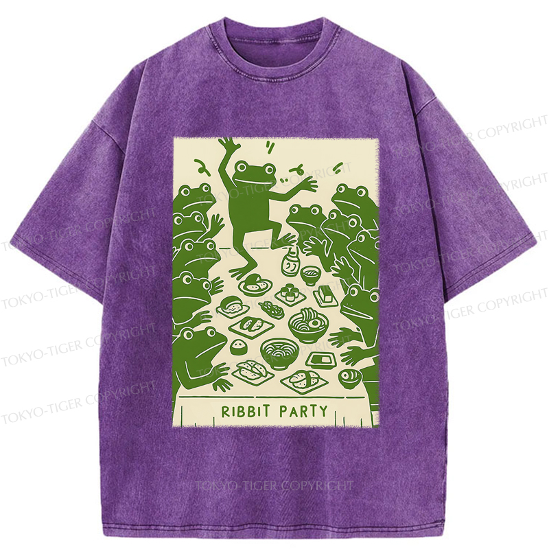 Tokyo-Tiger Ribbit Party Washed T-Shirt