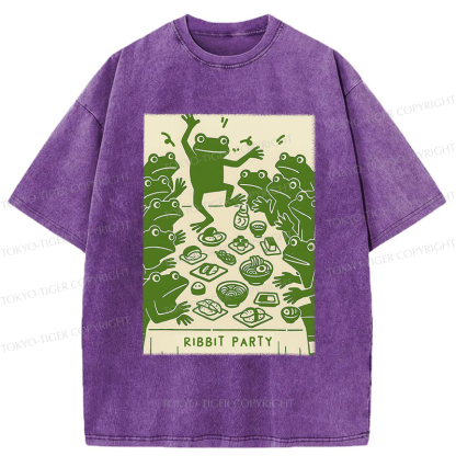 Tokyo-Tiger Ribbit Party Washed T-Shirt