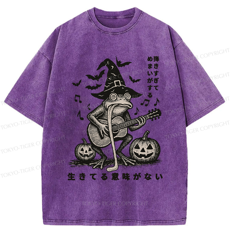 Tokyo-Tiger Funny Frog Guitarist Washed T-Shirt