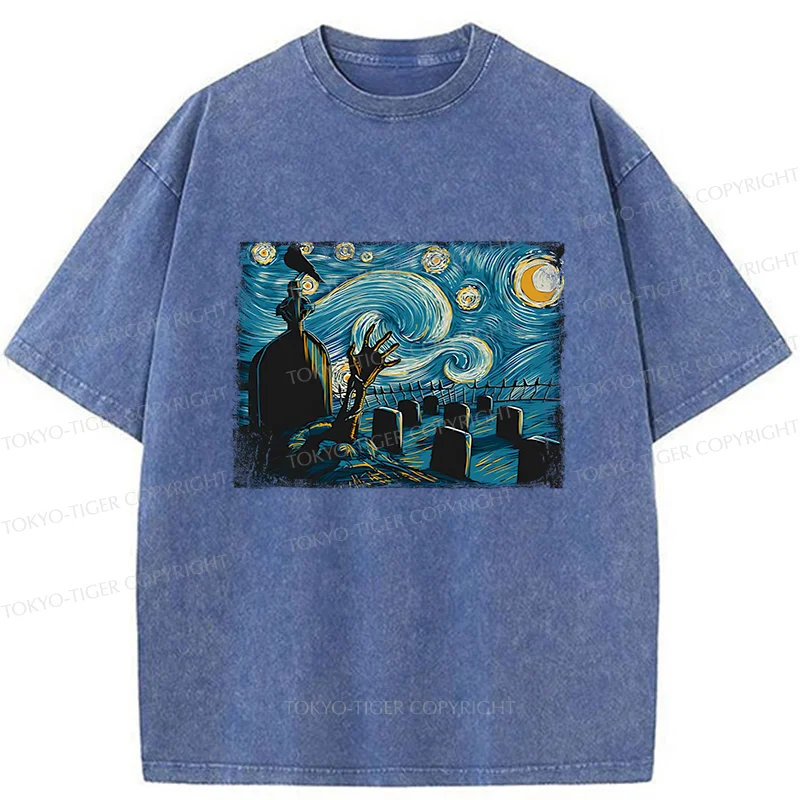 Tokyo-Tiger Halloween Under The Stars Washed T-Shirt