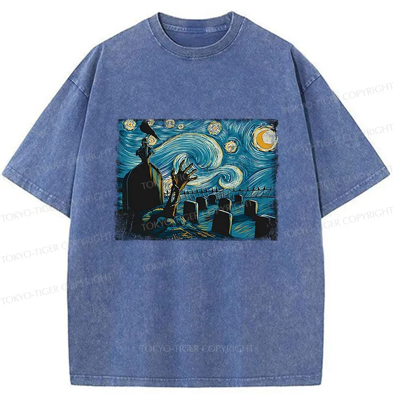 Tokyo-Tiger Halloween Under The Stars Washed T-Shirt