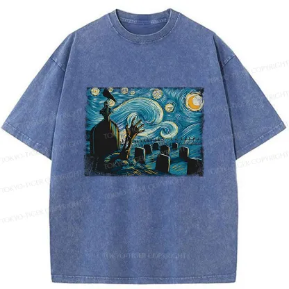 Tokyo-Tiger Halloween Under The Stars Washed T-Shirt