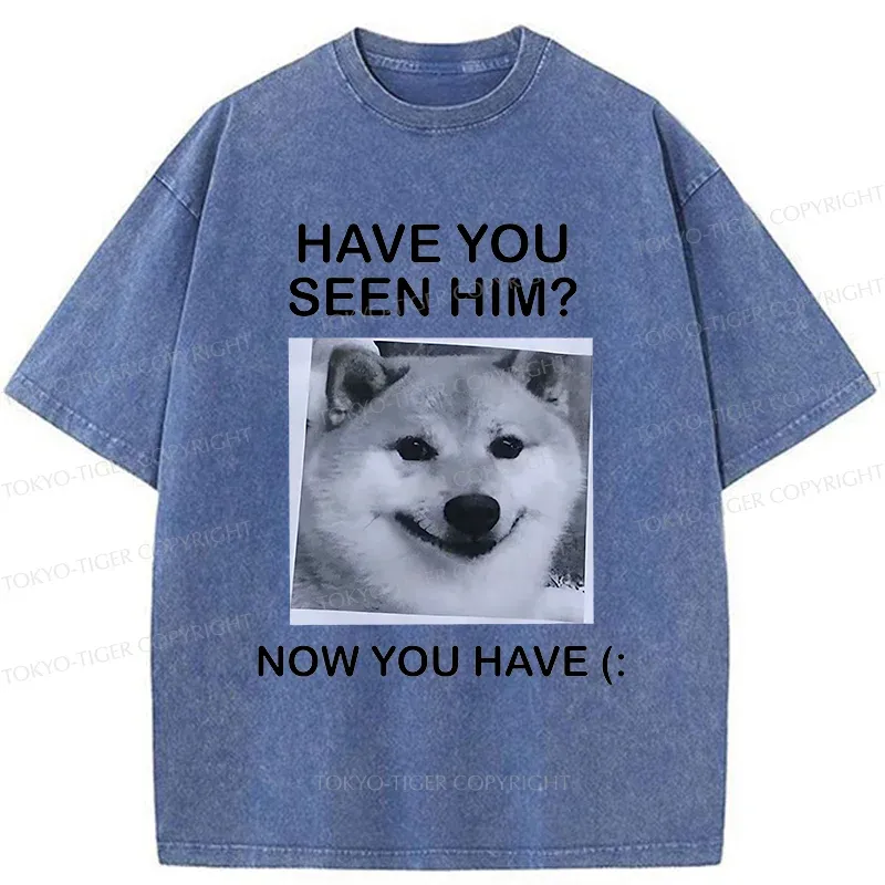 Tokyo-Tiger Funny Dog Washed T-Shirt