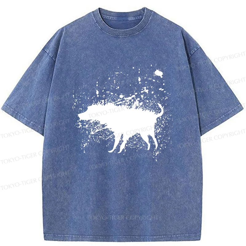 Tokyo-Tiger Tumbling Dog Washed T-Shirt