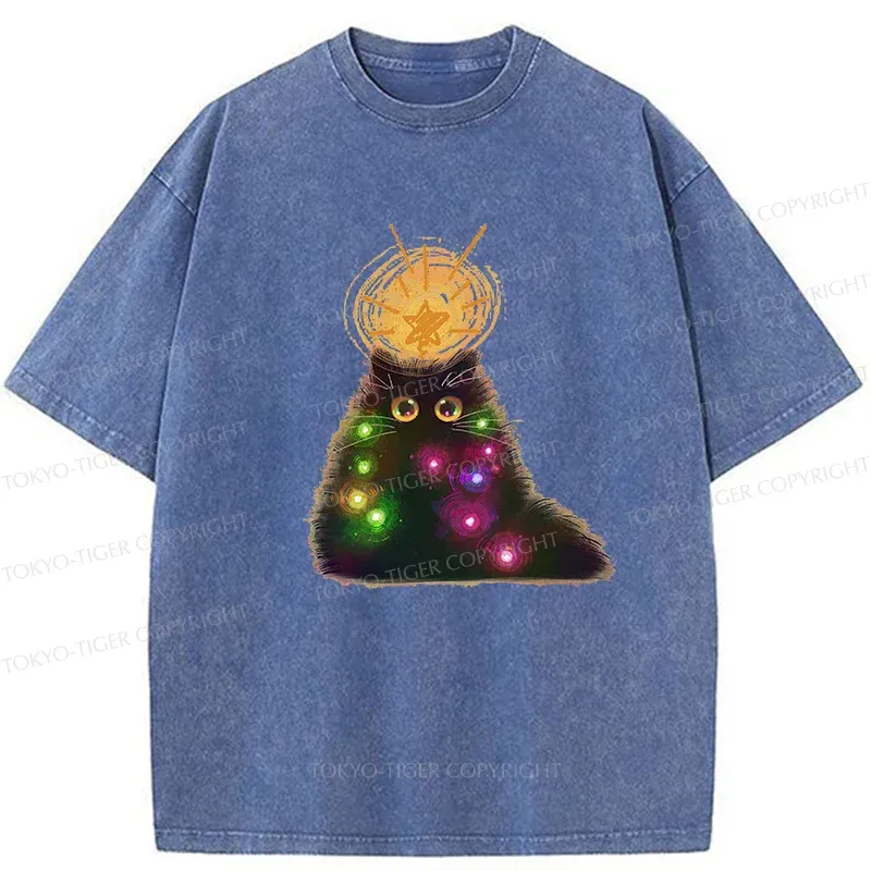 Tokyo-Tiger Christmas Cat Washed T-Shirt