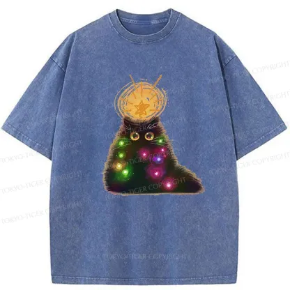 Tokyo-Tiger Christmas Cat Washed T-Shirt