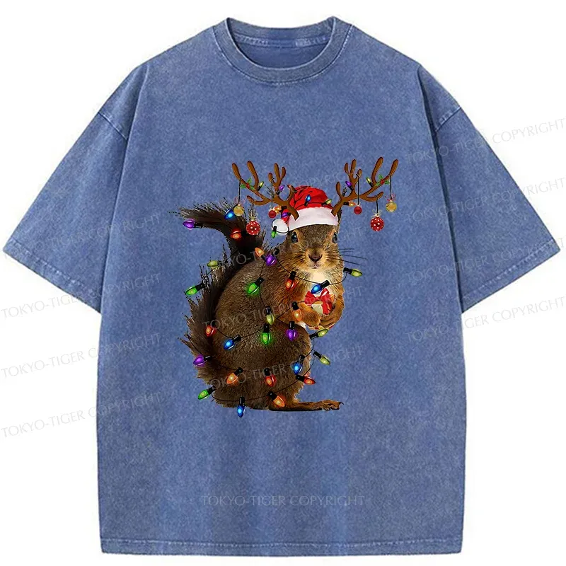 Tokyo-Tiger Christmas Squirrel Washed T-Shirt