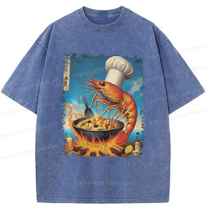 Tokyo-Tiger Shrimp Fried Rice Funny Washed T-Shirt